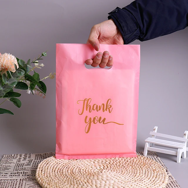 100/50/10 pièces sacs cadeaux de remerciement emballage cadeau d'anniversaire de mariage sacs de magasin en plastique emballage de magasin de pâtisserie de bonbons pour petites entreprises 3