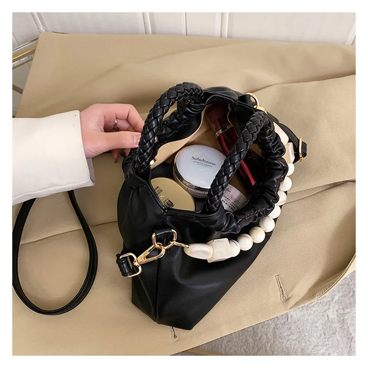 Solid Color Pleated Tote Bag 2022 Fashion New High-quality Soft Leather Women's Designer Handbag Travel Shoulder Bags Armpit Bag