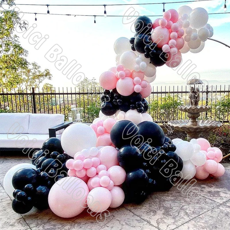 

263PCS Macaron Pink White Black Balloon Decor Wedding Party Decoration Valentines Bridal Shower Birthday Arch Balloon Home Kits