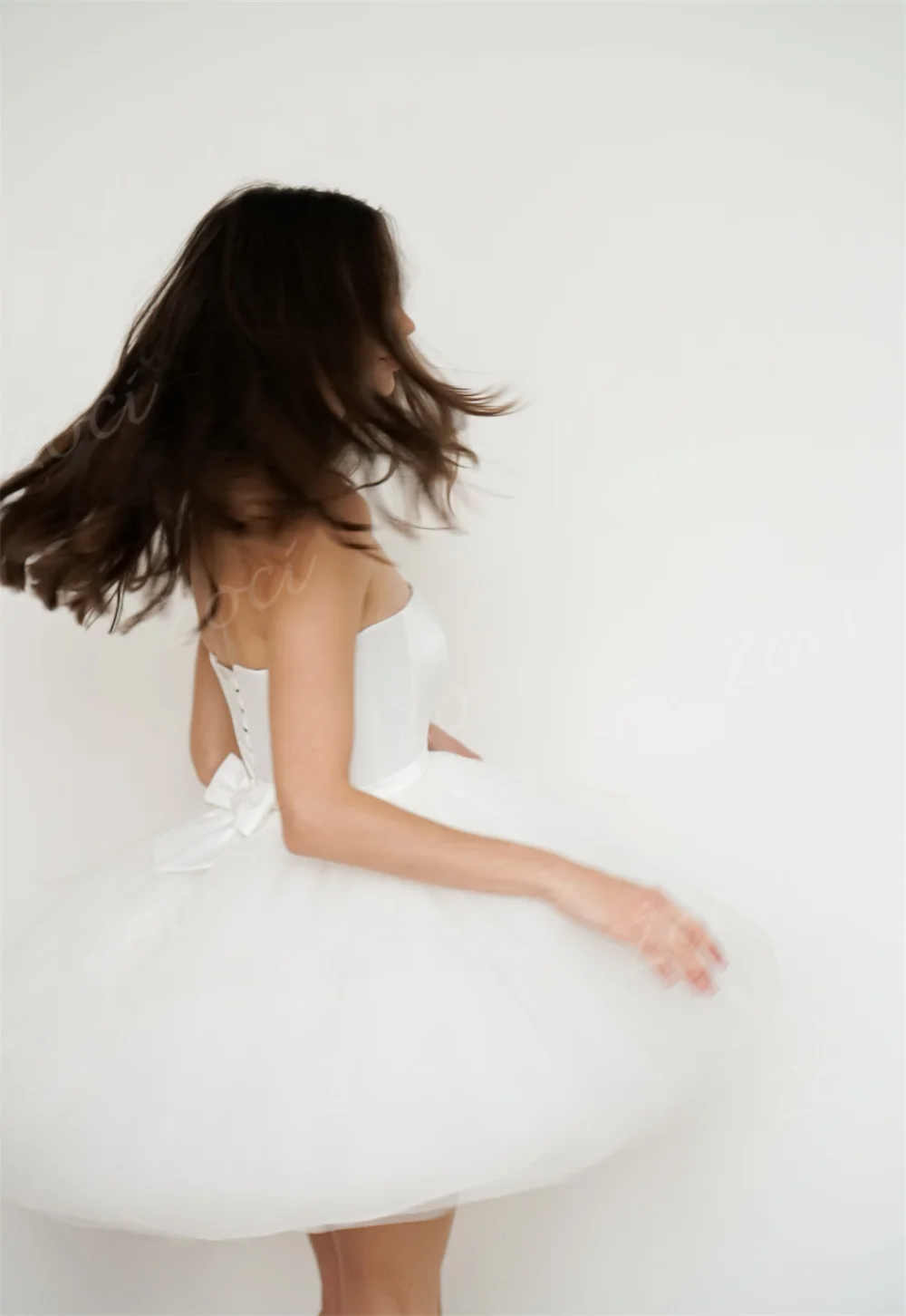 Zoci Simple Strapless White Short Wedding Dresses Sleeveless Tulle Corset Bride Dress Customized vestidos de novia Wedding Gown 6