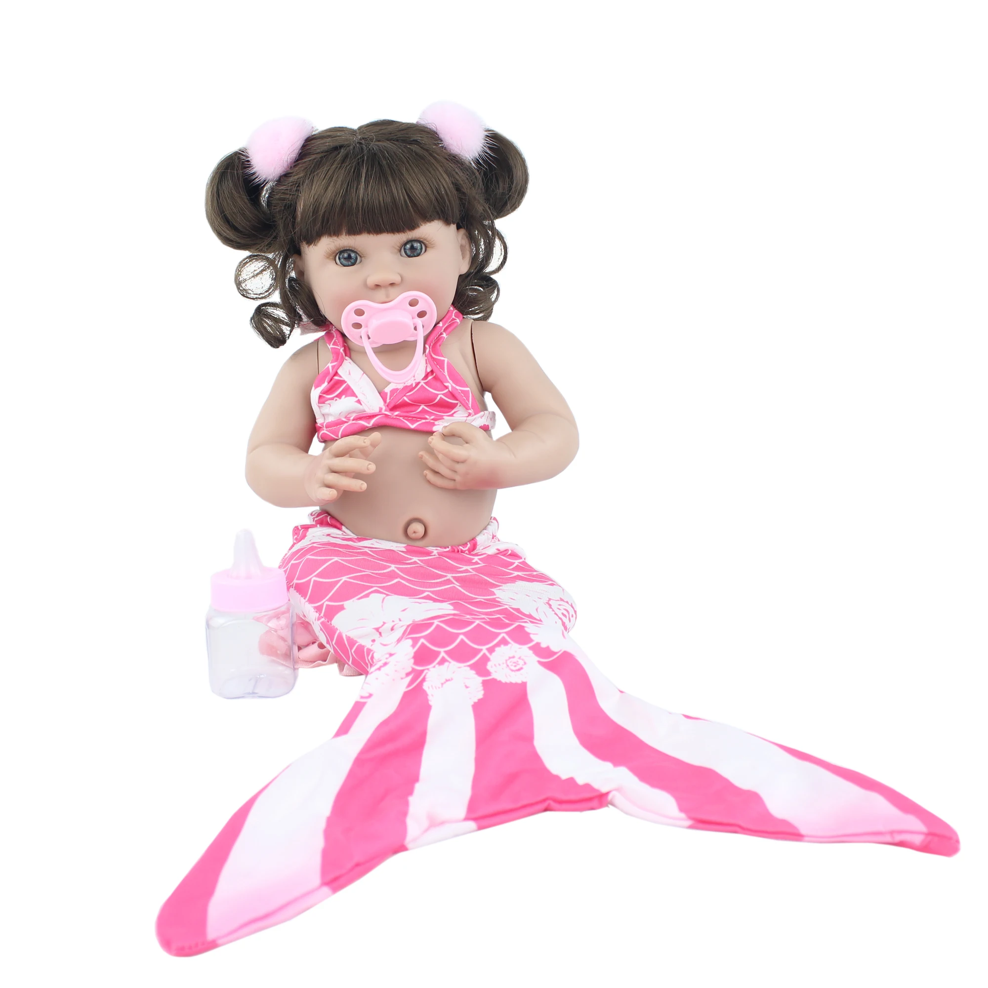Anano Poupée Reborn Réelle Corps Silicone Lavable 19 Pouces Bebe Reborn Tout en Silicone Souple