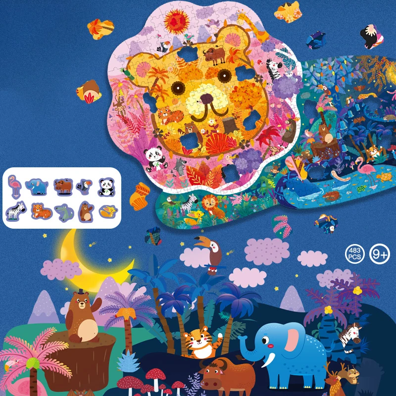 300 500 Pieces Animal Dinosaur Irregular Paper Puzzle Cognitive Jigsaw Puzzles Game for Kids Educational Toy Children Xmas Gifts 3