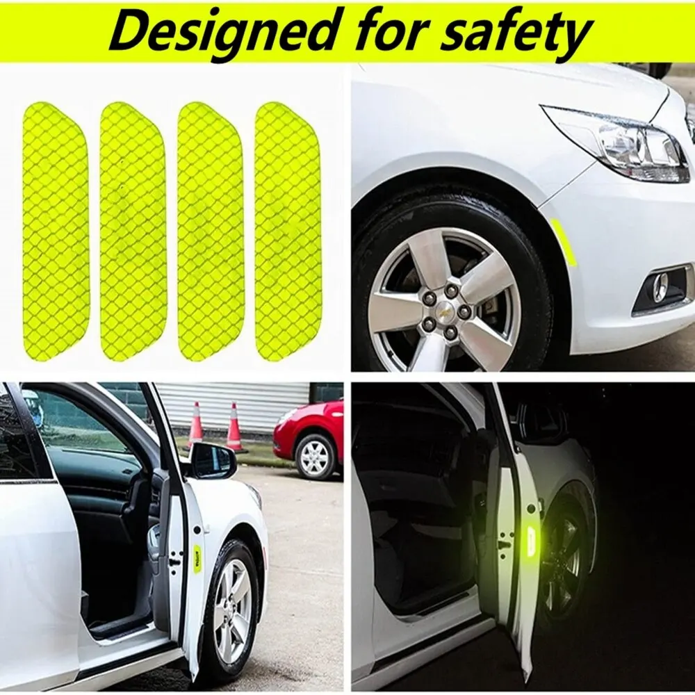 Car Door Sticker Safety Opening Warning Reflector Tape Decal Auto Car Accessories Exterior Interior Reflector Sticker 4 PCs reflective stickers