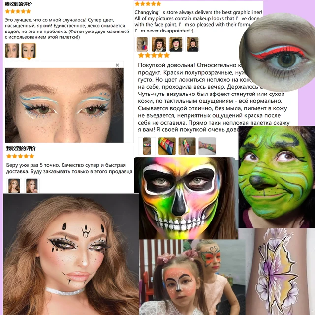 Face Painting Body Makeup Pinturas Maquillaje Pintura Water Activated  Eyeliner Christmas Halloween Kids Party Tools - Body Paint - AliExpress