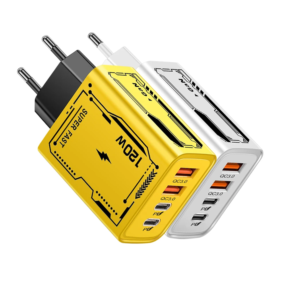 120W Fast Charging USB Type C Charger USB C QC 3.0 Phone Adapter Wall Charger EU US Plug for iPhone Samsung Xiaomi USB Chargers