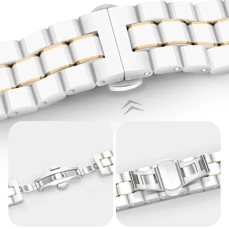 Elegant 18mm Ceramic and Metal Strap for Smartwatches - Comfortable and Replaceable Bracelet