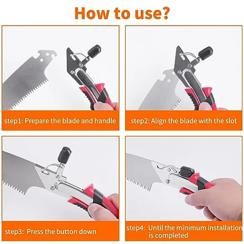 AIRAJ Pruning Saw with Scabbard Safety Sheath,52CM/20 Inch Gardening Pruning Saw,SK5 Steel Curved Blade,Safe & Secure Blade Lock 3