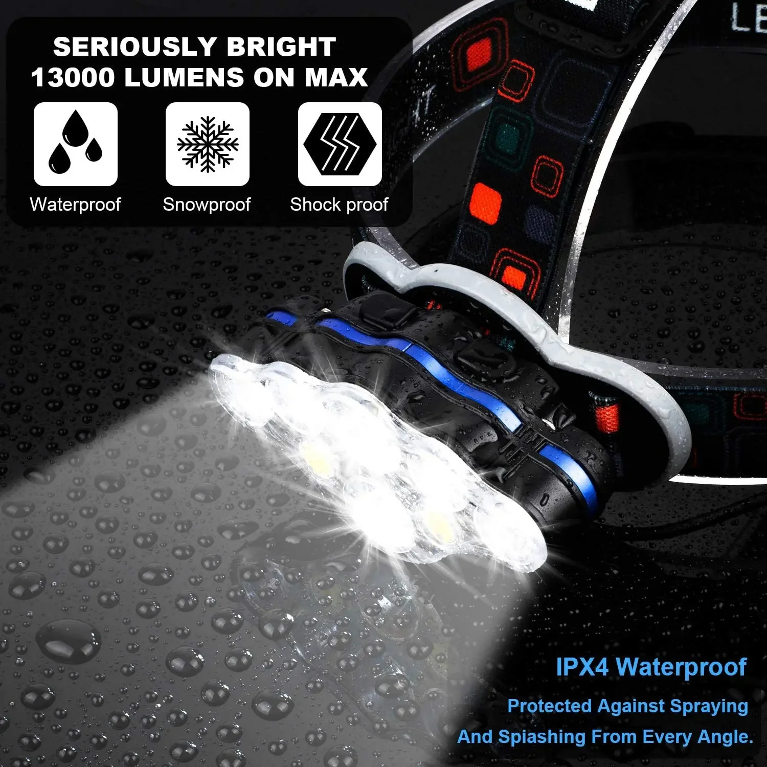 Powerful USB Rechargeable LED Headlamp 7 LED 8 Modes Fishing Headlight Waterproof Camping Torch