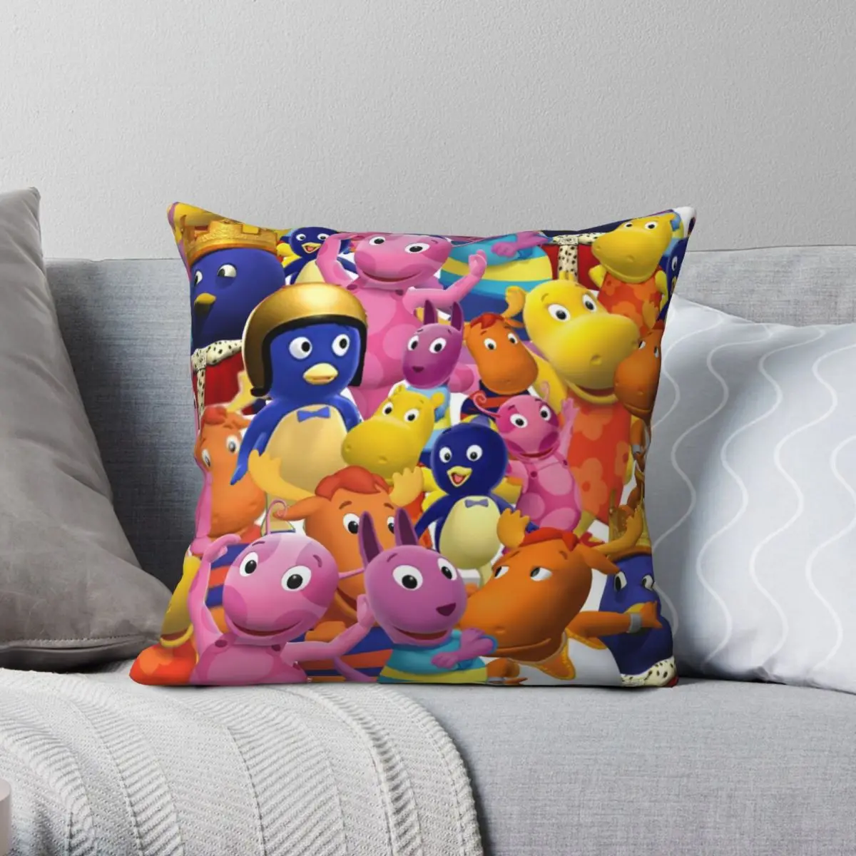 BackyardigansCollageSquarePillowcasePolyesterLinenVelvetCreative