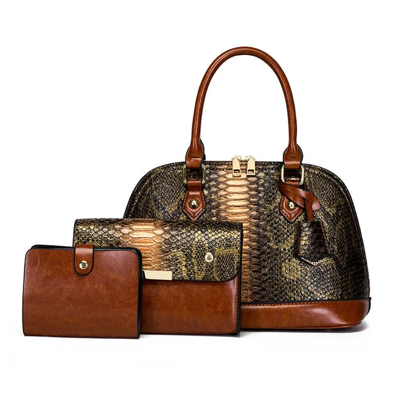 Women's Handbag 3-piece Set Women's Shoulder Bag Fashion Purse Vintage Leather Bag Large Capacity Handbag Inclined Shoulder Bag