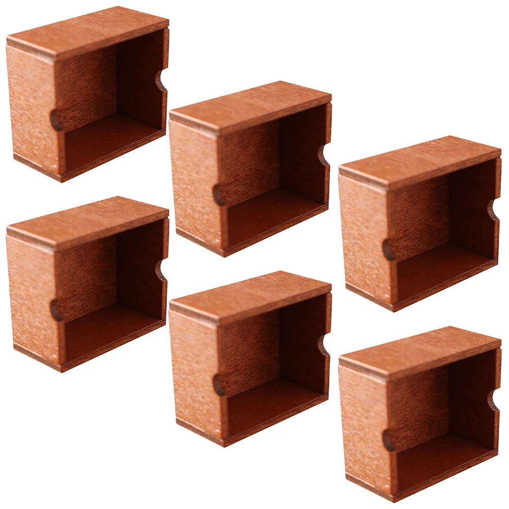 

6 Pcs Milk Crate Bathroom Decorations 1 12 Scale Dollhouse Kit Wood Tiny Basket