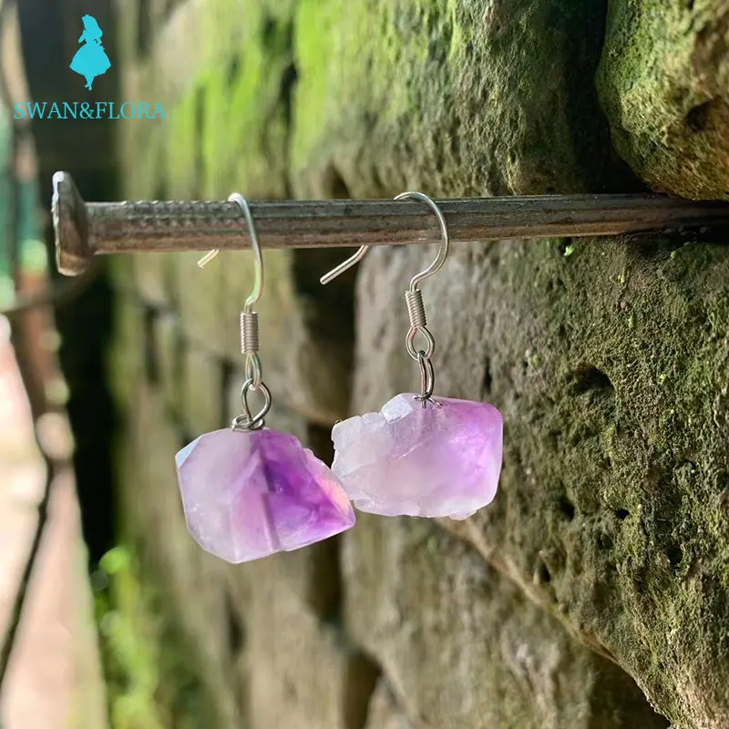 Natural Emerald Shape Amethyst Earrings, Designer Earrings - Shraddha Shree  Gems