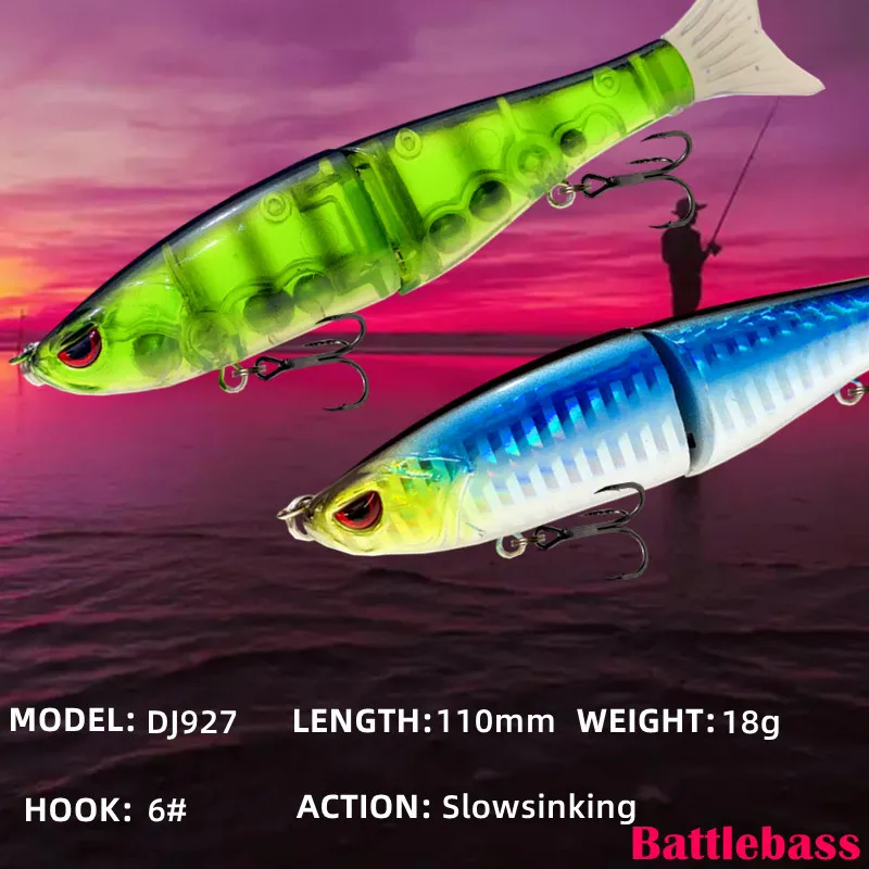 BATTLEBASS Slowsinking Glide Baits for Pike Salmon Trout Topwater  Single-Jointed Swimbait Bass Fishing Lure 110mm 18g - AliExpress