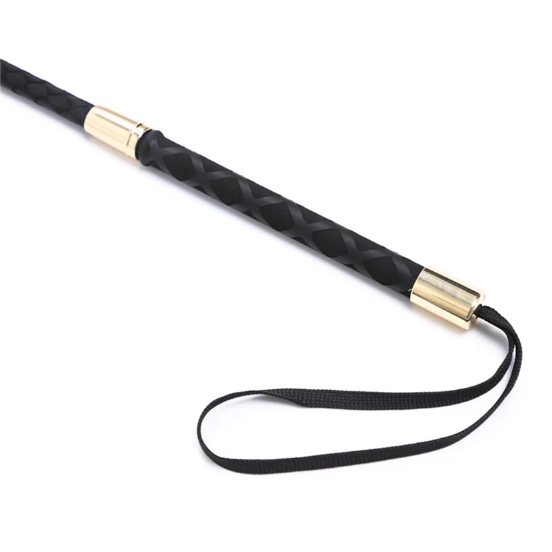 57CM Cat Shape Top Leather Long Straight Whip Riding Crop Flogger Dressage Whipps Paddle Slapper Horse Training 4