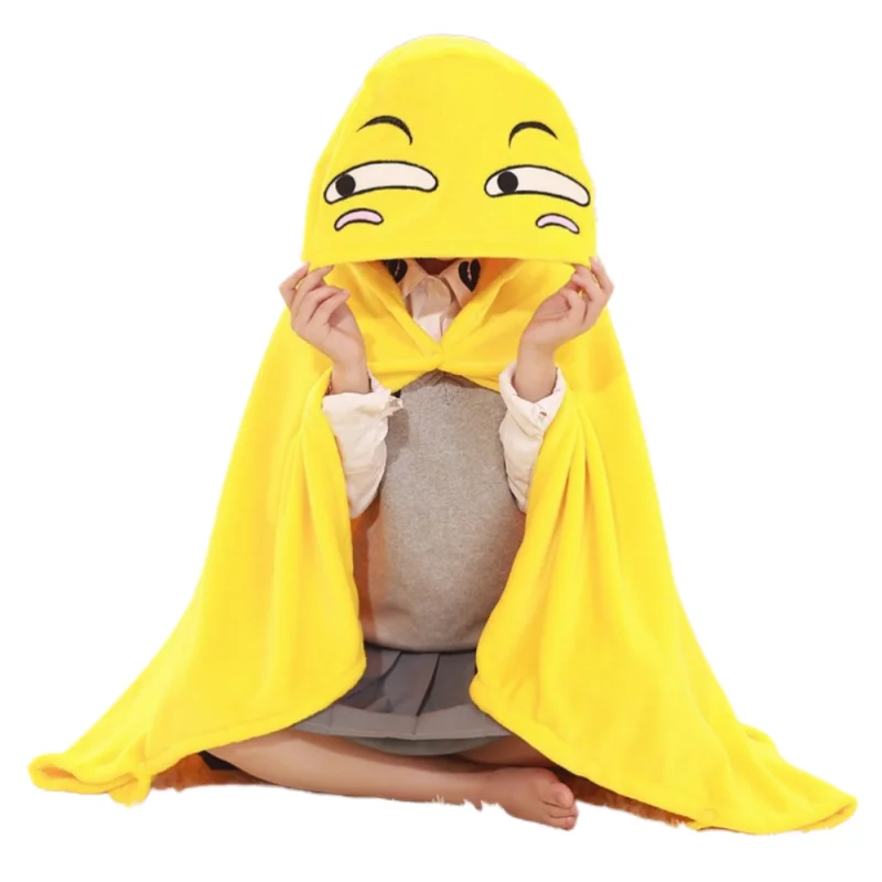 

Funny Expression Face Anime Blanket Wearable Cloak Cape Hooded Thicken Plush Flannel Anime Blanket Winter Blanket