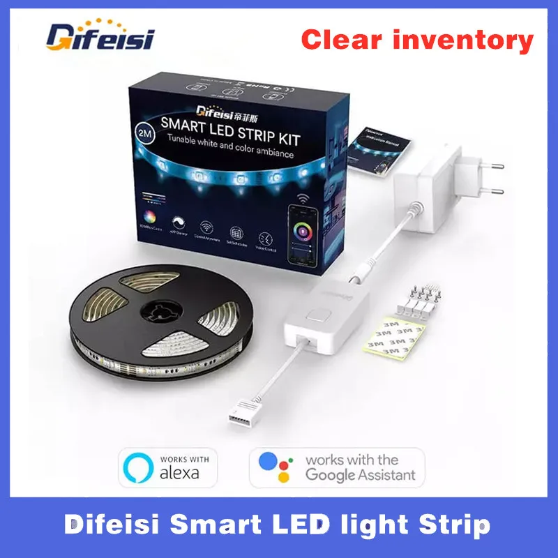 Difeisi Smart Led Light Strip 2M Rgb 12V App Colorata Telecomando Wifi Tuya Ambiance Lightstrip Per Alexa Google Assistant