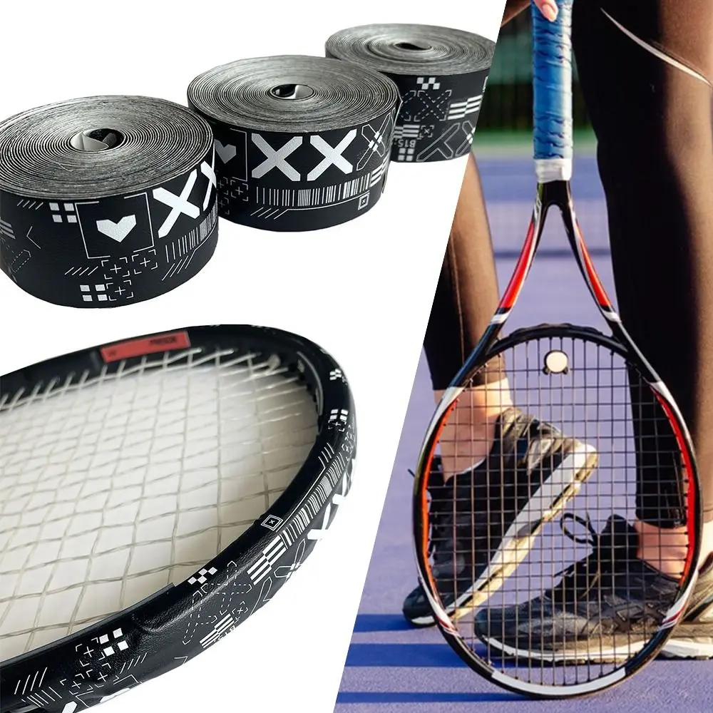 Tennis Racket Tape Black White Printing Scratch Prevent Frame Head Protection