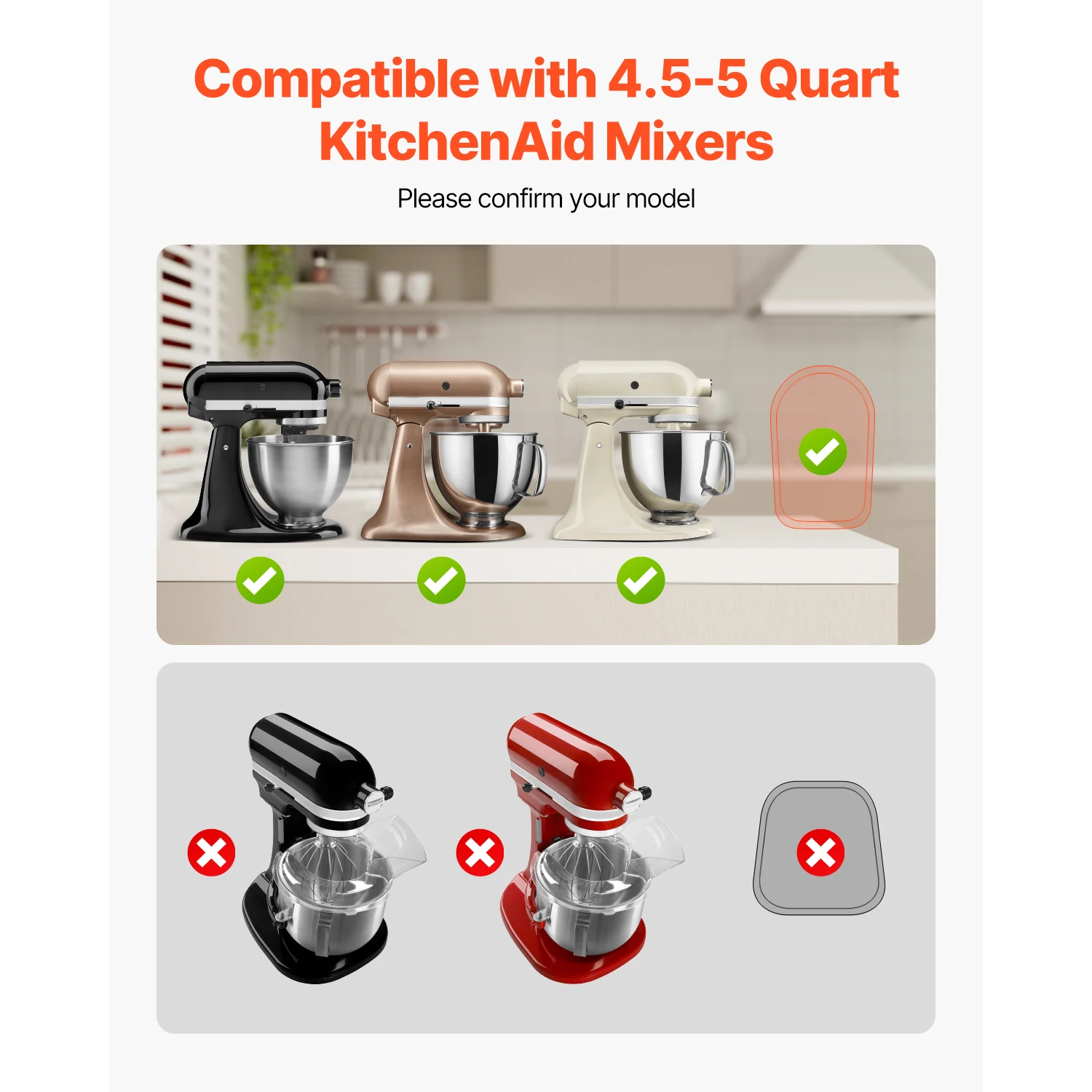 SucceBuy 2 Size Kitchen Appliance Sliding Tray fit Tilt Head 4.5-8Qt Mixer Rolling Tray for Countertop Blender Storage