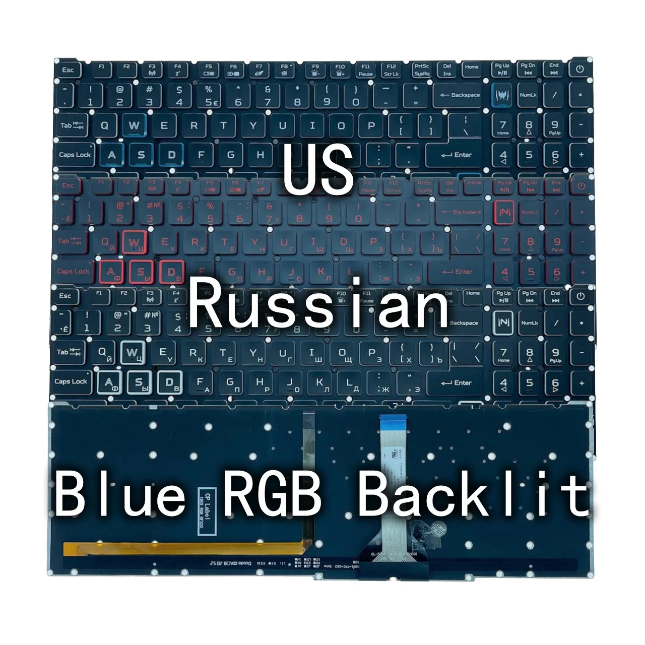 Substituição do Teclado Rgb para Acer Nitro Eua Rússia Laptop An51556 An515-57 An51545 Predator Helios 300 Ph315-54 Novo