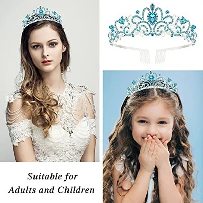 Crystal Tiara Crowns for Women Girls Elegant Princess Crown with Combs Bridal Wedding Prom Birthday Cosplay Costumes Headdresses