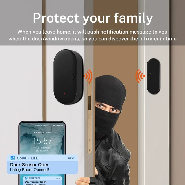 Home security For Smart Home Smart Life APP Zigbee 3.0 Tuya Door Sensor Window Sensor Compatible with  Alexa Google Assistant 3