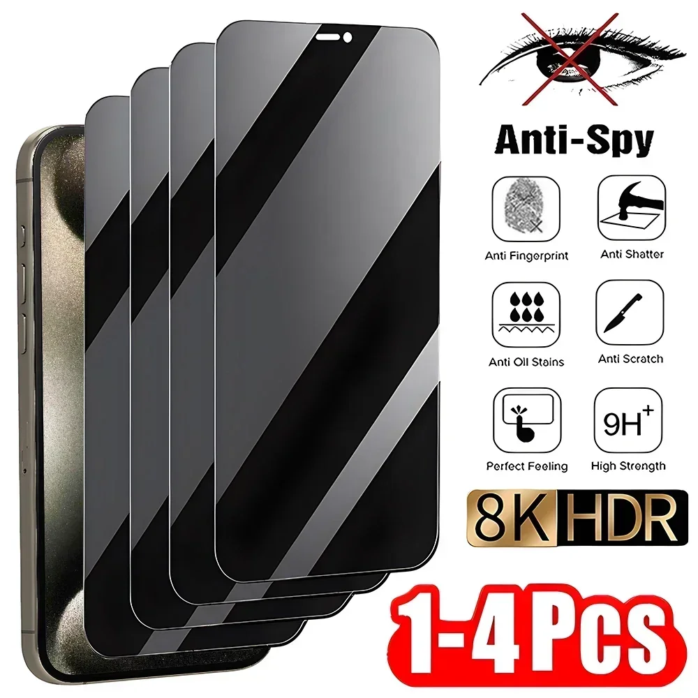 1-4Pcs 8K Protezione Dello Schermo Per La Privacy Per Iphone 15 13 12 11 14 Pro Max Mini 8 7 Plus Xs Max Xr X Se 2020 Accessori In Vetro Temperato