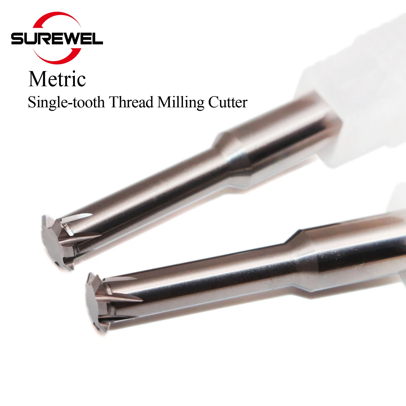 SUREWEL Carbide Thread End Mill Milling Cutters M3 M5 M6 M8 Single Tooth Threading End Mills CNC Boring Cutter For Metal Working