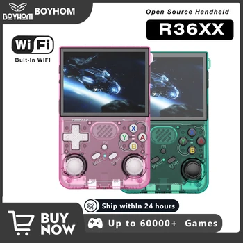 BOYHOM 2025 NUOVO R36XX Console per videogiochi portatile retrò Sistema Linux Schermo IPS da 3,5 pollici 64G/128GB256G Lettore di giochi WiFi 1