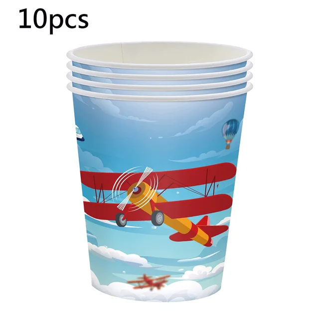 Set Stoviglie Tema Aereo Per Feste - 40 Pezzi Con Piatti, Bicchieri, Tovaglioli E Tovaglia - Foto 7