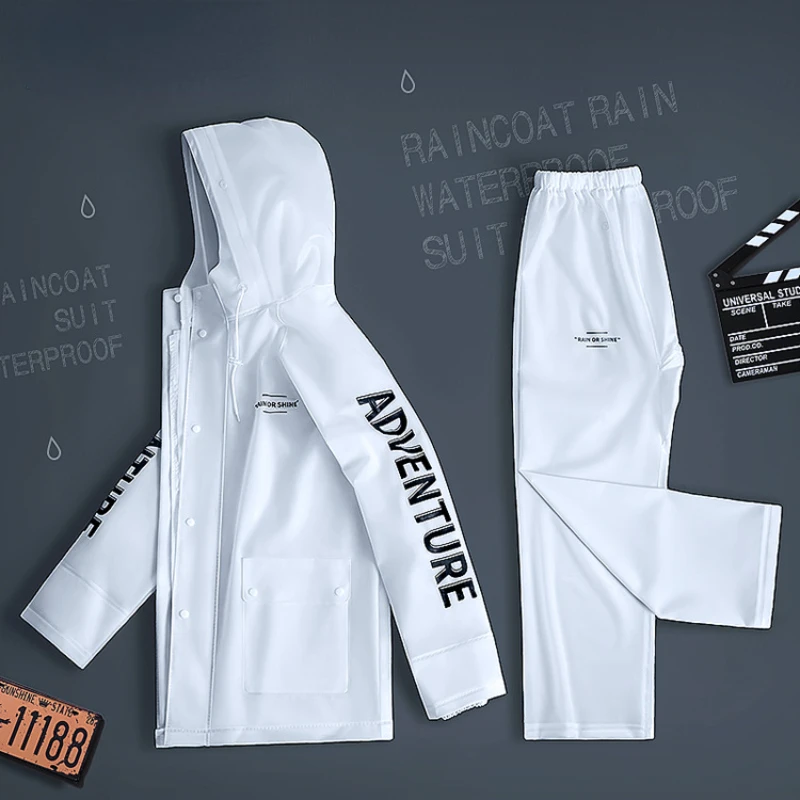 Motorcycle Raincoat Split Raincoat and Rain Pants Suit Reflective Takeaway Labor Protection Sanitation Riding PVC Men's
