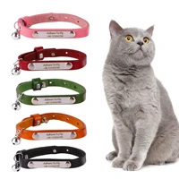 1 Pc Pet Cat Collar Personalized Antiloss Diy Custom Adjustable Leather Cat Collar With Bell Kitten Collar S/M/L Pet Accessories 1
