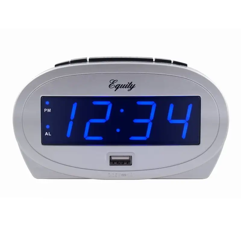 

Inch Blue LED Alarm Clock with USB Port, 30025 Desktop led display Date and time clock wirelesss Digital clock glow in the dark