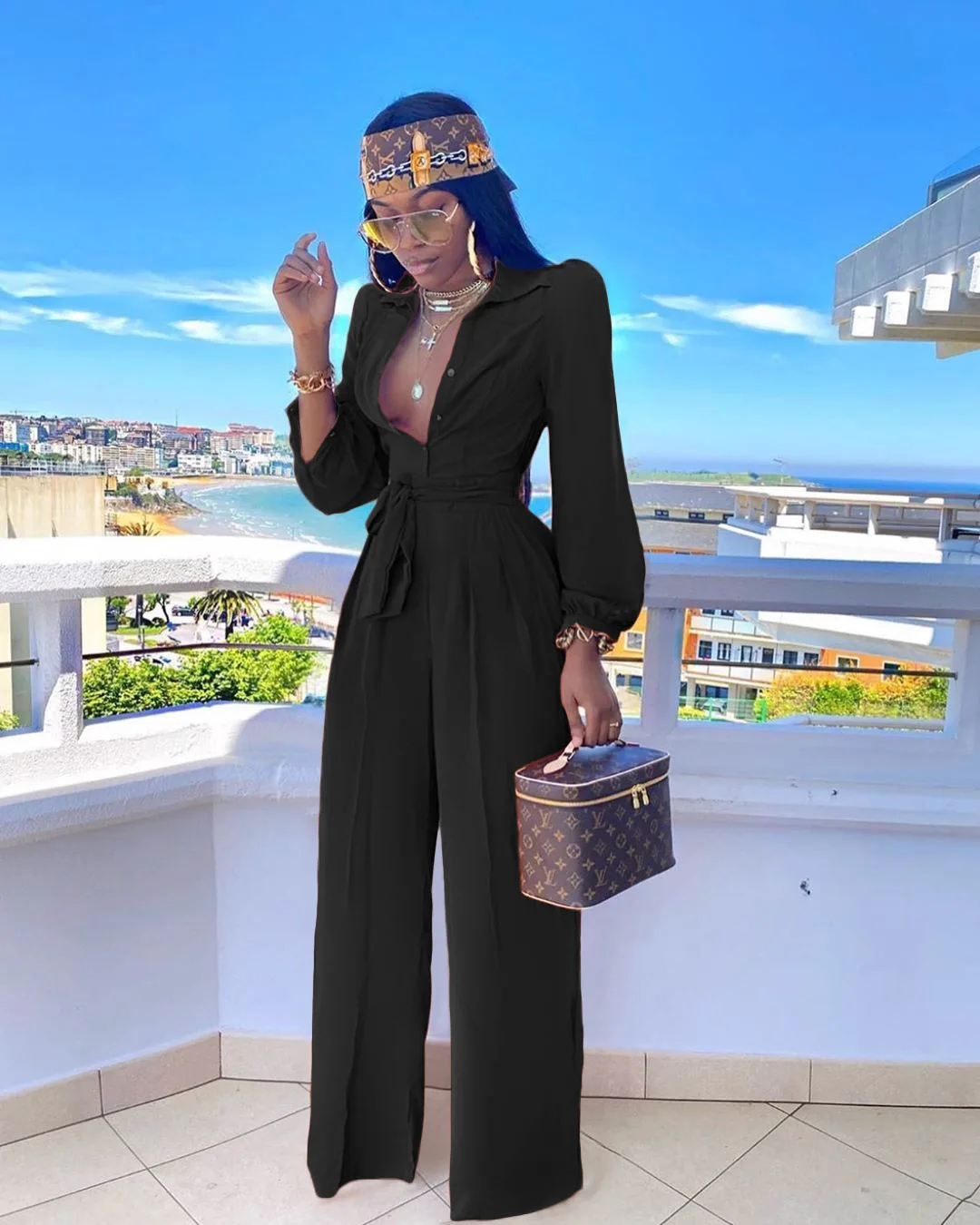 Women's Jumpsuit for Spring/summer 2024 The Latest Urban Casual Shirt with A Straight Pleated Romper Bodysuit Collar Waistband
