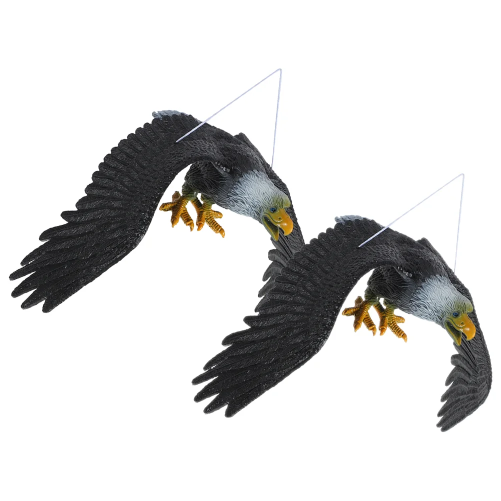 

2 Pcs Eagle Pendant Plastic Figurines Animal Yard Decoration Statue Drive Away Birds Child