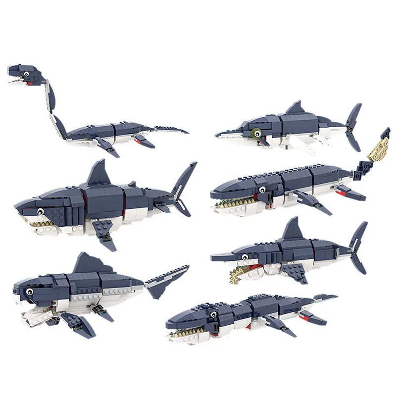 

Конструктор MOC доисторические морские существа, снаряжение, Акула, глубоководные строительные блоки, детали для сборки, Детская модель, коллекционный подарок «сделай сам», 482 шт.