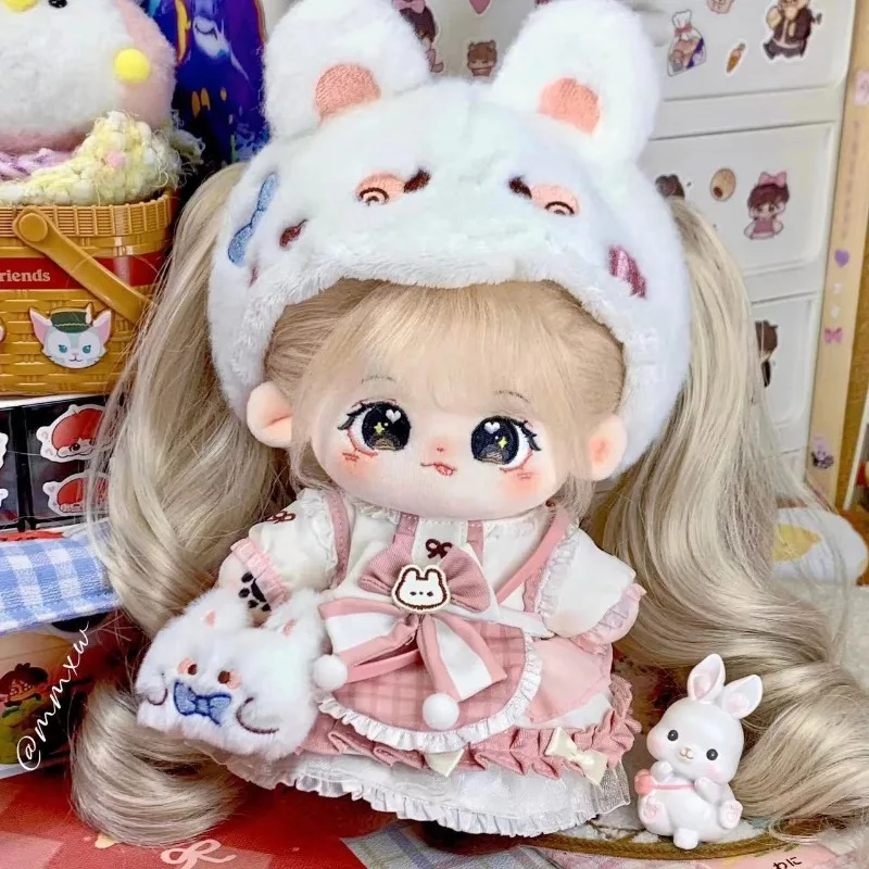 Baby Clothes Cotton Doll 20cm Plush Doll Strawberry Rabbit Clothes Interchangeable Baby Clothes Set Skirt Birthday Gift 6