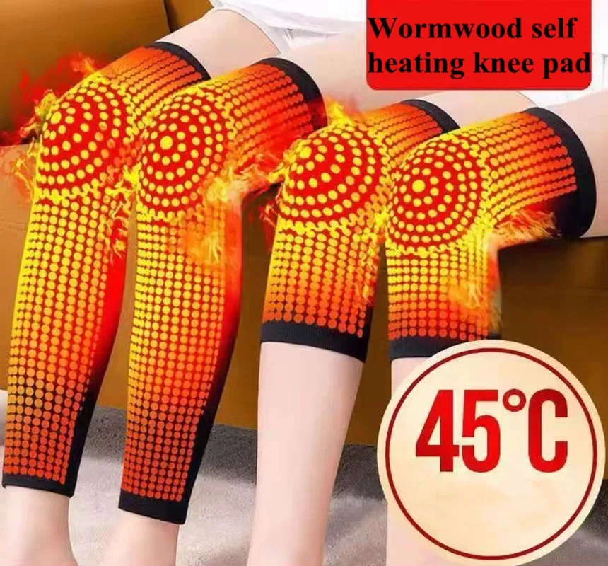 1 Pair Winter Kneepad Self Heating Tourmaline Knee Support Brace Knee Protector Arthritis Joint Double-side Thermal Knee Sleeves