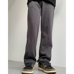 Autumn Winter KPOP Fashion Style Harajuku Trousers Men Loose All Match Straight Casual Chic Pants Vintage Pockets Male Clothes