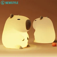 Cute Capybara Night Light Novelty 2 Levels Dimmable Nursery Snail Nightlight Rechargeable Touch Lamp for Kids Room Decor 1