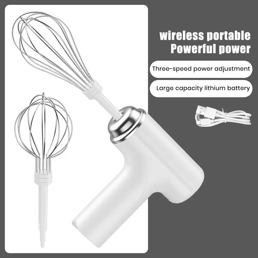 Electric Egg Beater Smooth Mixture Maker Portable Cordless Electric Hand Mixers with Interchangeable for Whisking for Easy