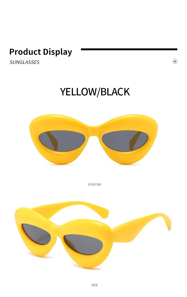 Lunettes de soleil à lèvres Sexy couleur bonbon Unique pour femmes nouvelle marque jaune bleu dégradé lunettes de soleil hommes Hip Hop nuances_voghion.com