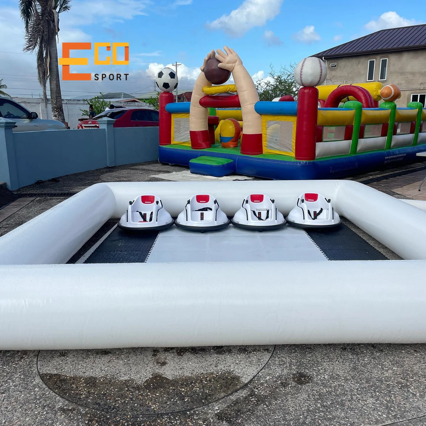 10/13/16ft Kids Inflatable Bumper Car Race Track Sport Game Air Racing Inflatable Go Kart Track Outdoor Amusement 3