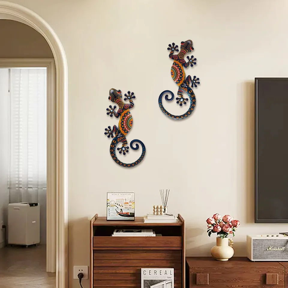 ヤモリトカゲ 家 外壁 装飾 金属 屋内 玄関 庭 飾りテラス 黒彫刻 家の庭のための金属ヤモリの壁の芸術、屋外のトカゲの壁の装飾、大きい、2パック - AliExpress