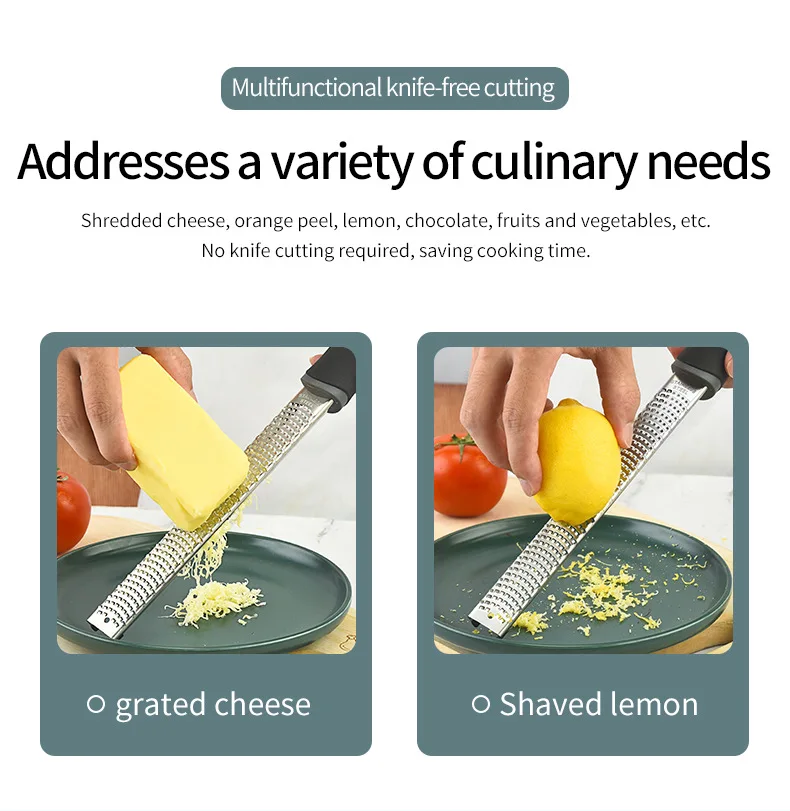 Description Picture 4 of itemCheese Grater & Lemon Zester with Protect Cover - Stainless Steel Kitchen Grater Slicer with Non-Slip Handle, Dishwasher Safe