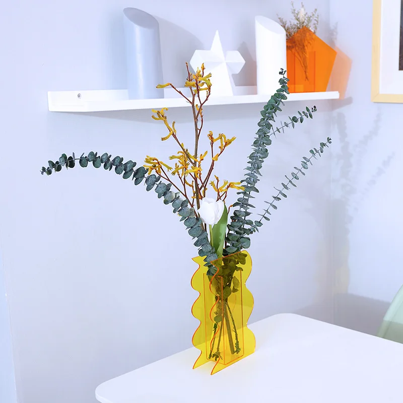 

Nordic Acrylic Vase Simple Flower Designer Transparent Living Room Flower Arrangement Desktop Decoration Ornaments MOOJOU