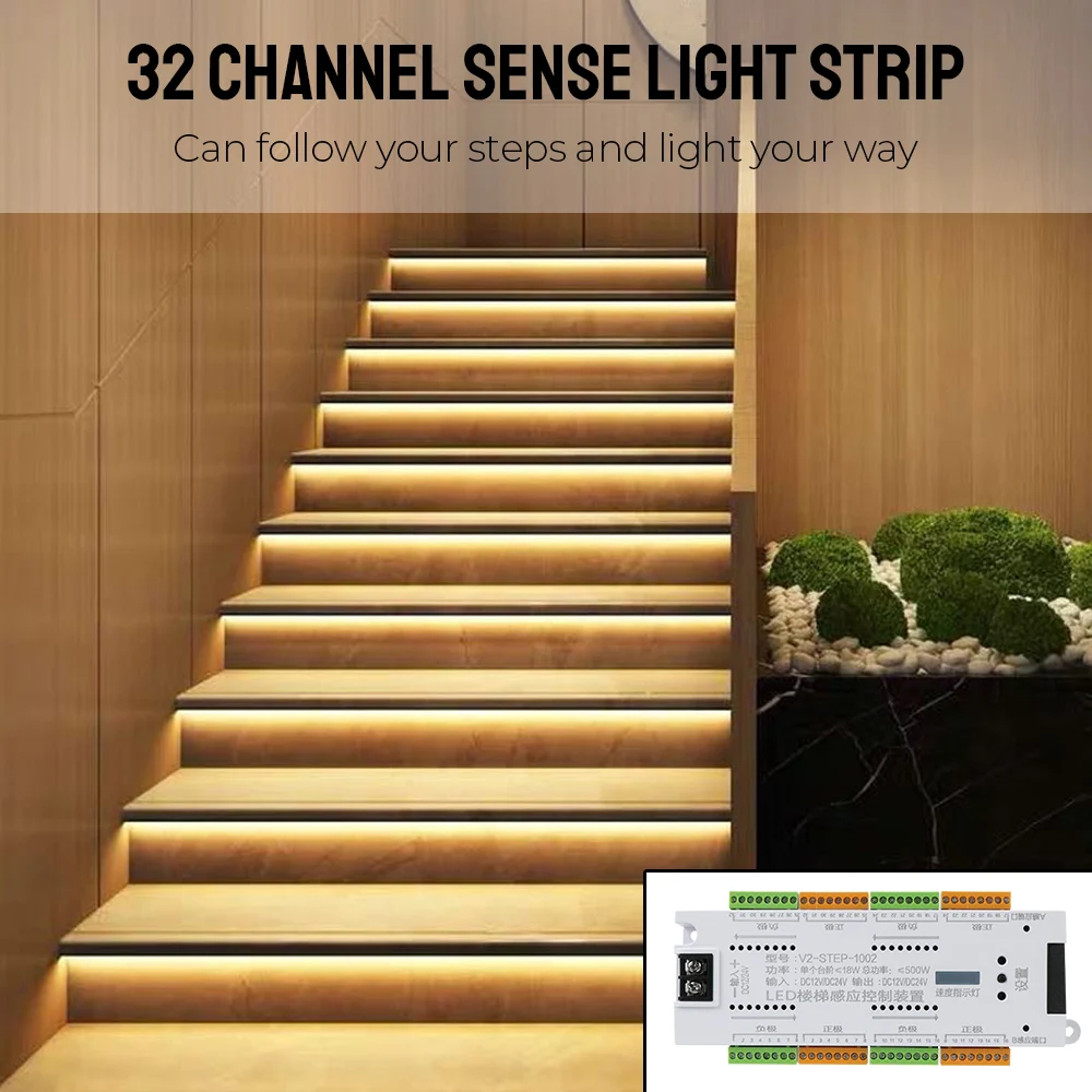 Stair LED Motion Sensor Controller 32 Channel PIR Dimming