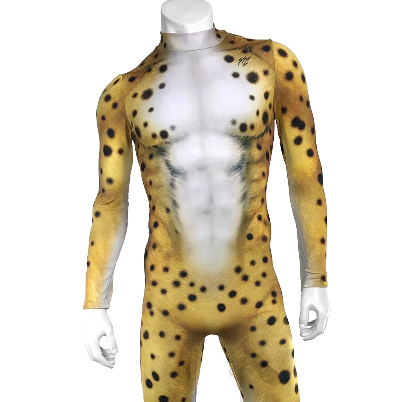 Cheetah Animal Cosplay Bodysuit with Tail for Adults and Kids
