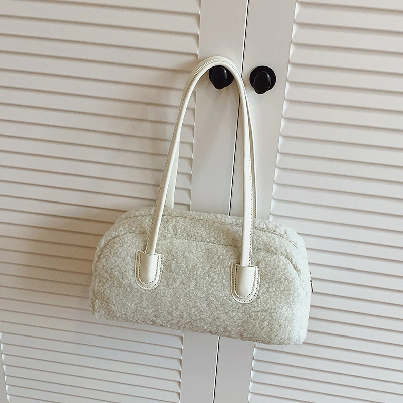 Winter-Pendler-Umhängetaschen für Damen, 2025, luxuriöse Designer-Handtaschen aus Lammwolle, große lässige Tasche, große Kapazität, Kissen-Unterarmtasche – Detail 25