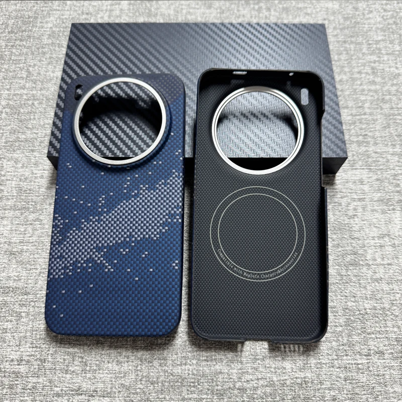 Premium Wireless Charging Case in Real Kevlar - Ultra-thin Aramid Fiber, Classic Business Design, High-end Protection