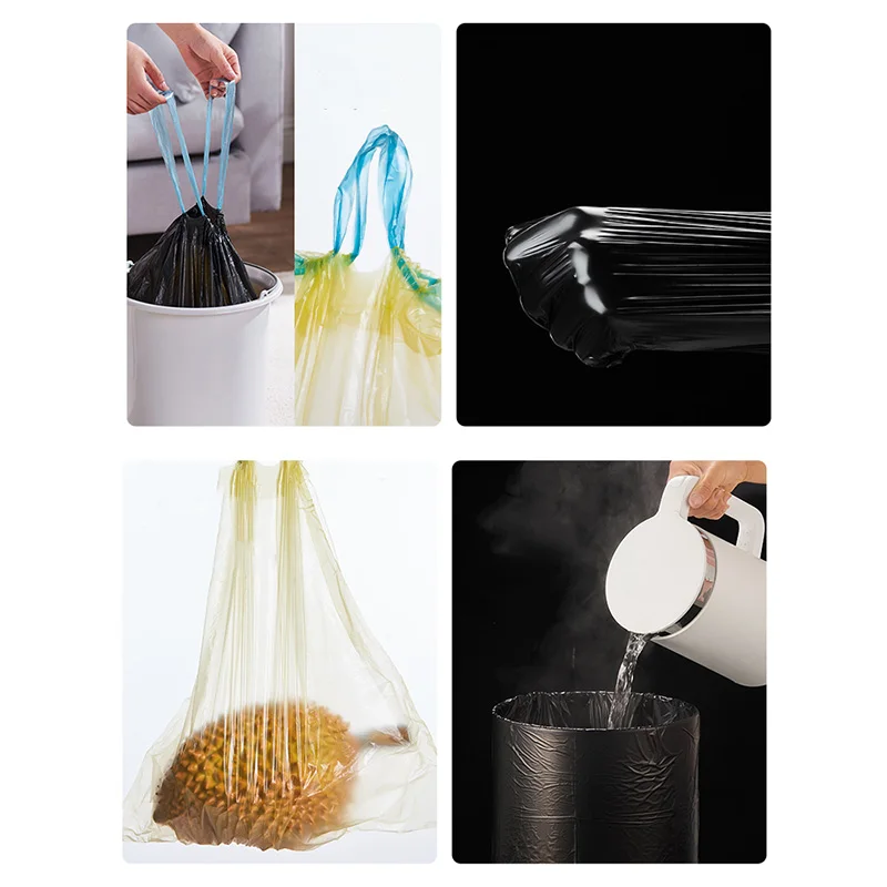 15Pcs/1Roll Household Garbage Bag Thickened Large Black Trash Bags  Disposable Trash Pouch Kitchen Portable Cleaning Waste Bag - AliExpress